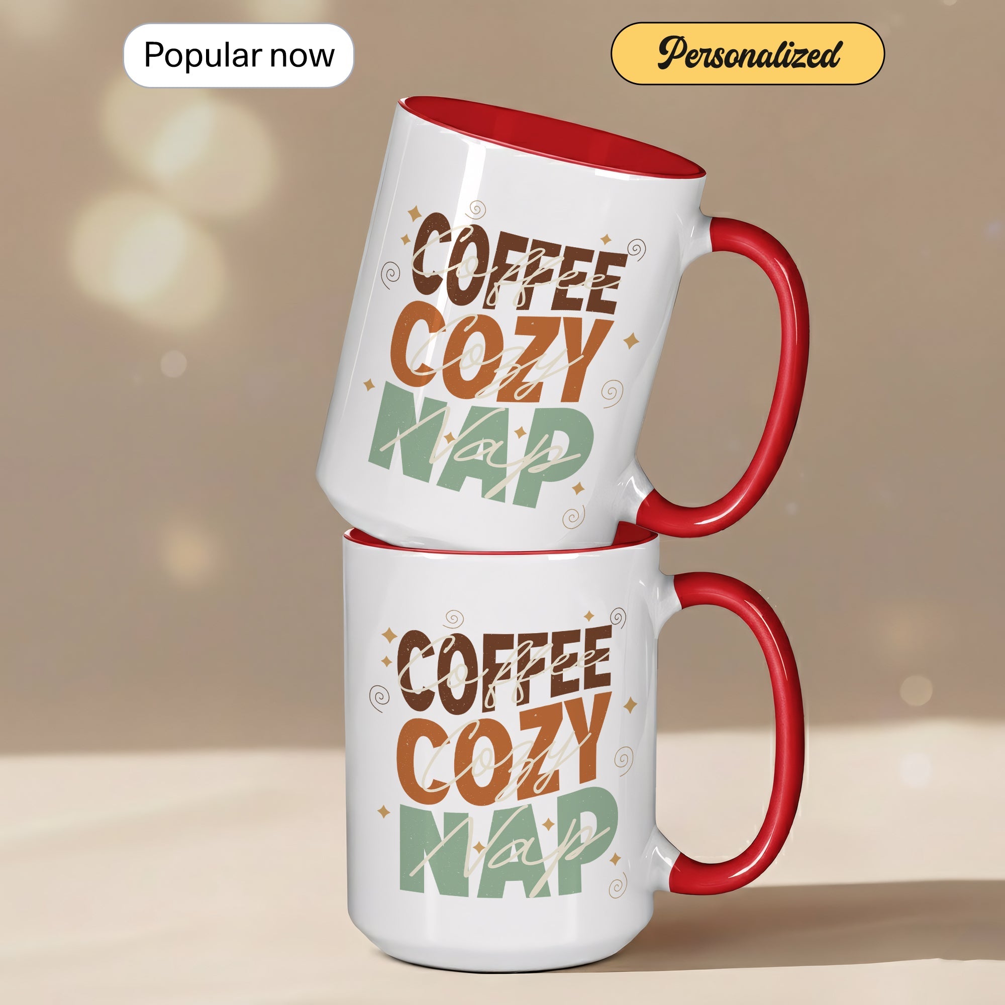 Coffee Cozy Nap Mug – Retro Coffee Lover Gift – Funny Caffeine Coffee Cup – 11oz 15oz Ringer Mug | Mug 128