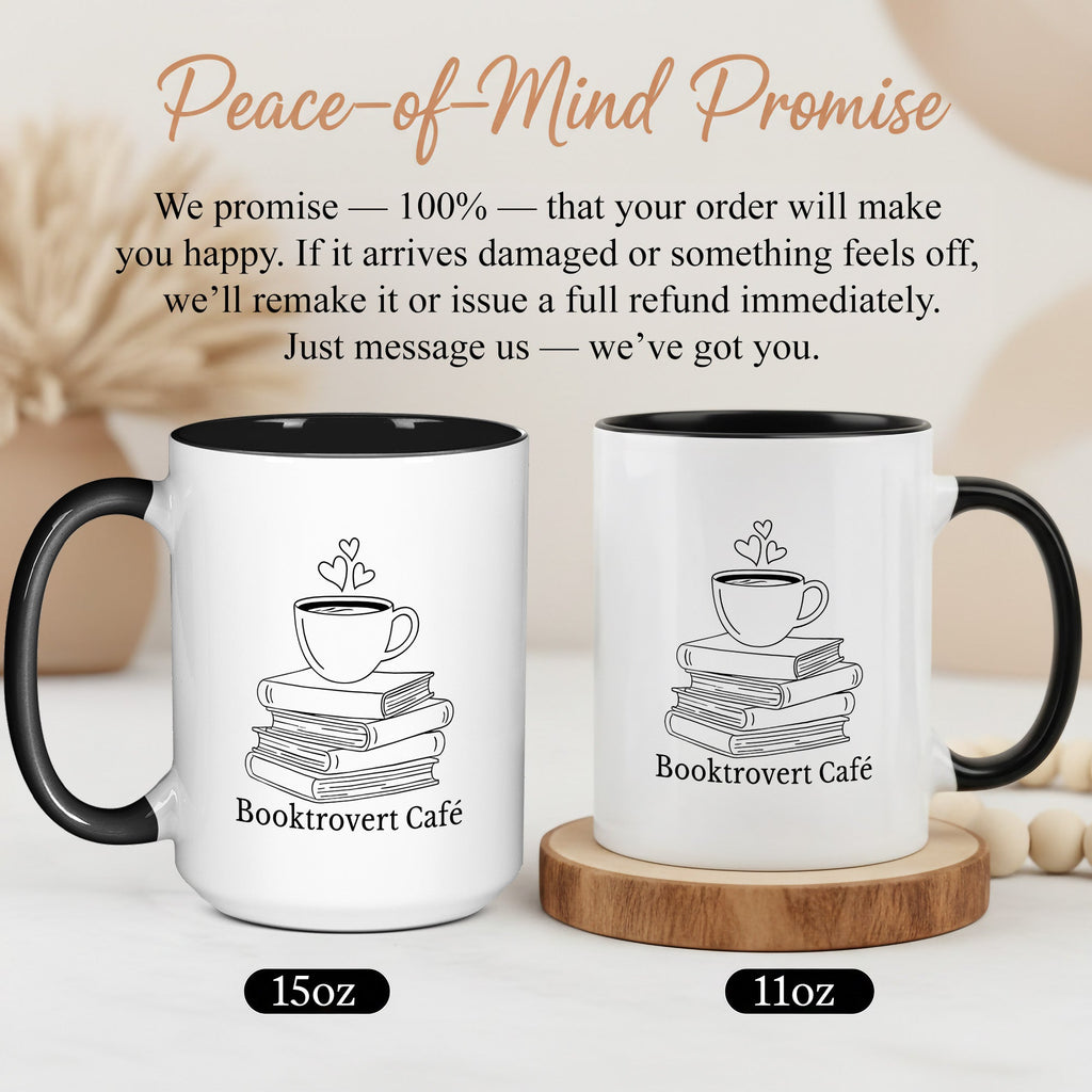 Booktrovert Cafe Mug – Book Lover Coffee Cup – Introvert Reader Gift – Multi Color Ringer Mug 11oz 15oz | Mug 104