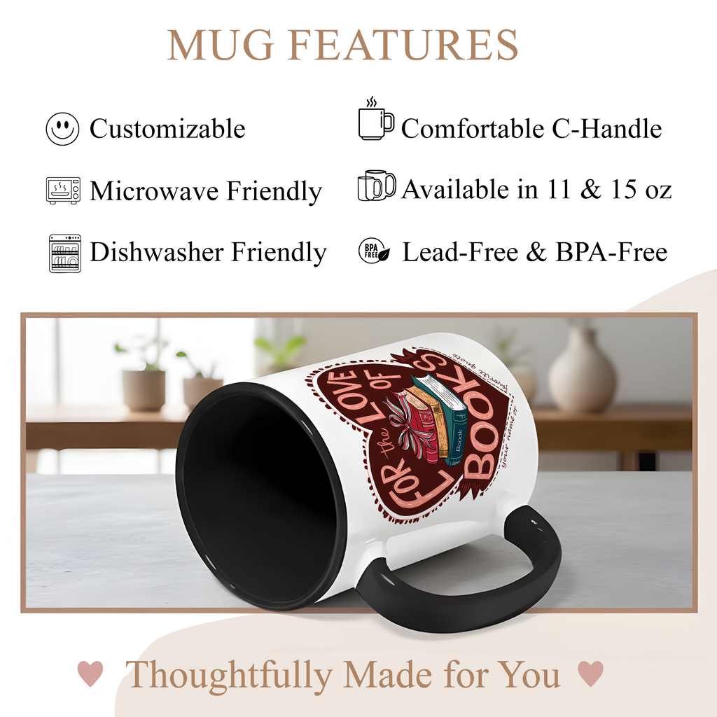 For The Love Of Books Mug – Book Lover Coffee Cup – Reader Gift – Bookworm Aesthetic Mug – 11oz 15oz Ringer Mug |Mug 139