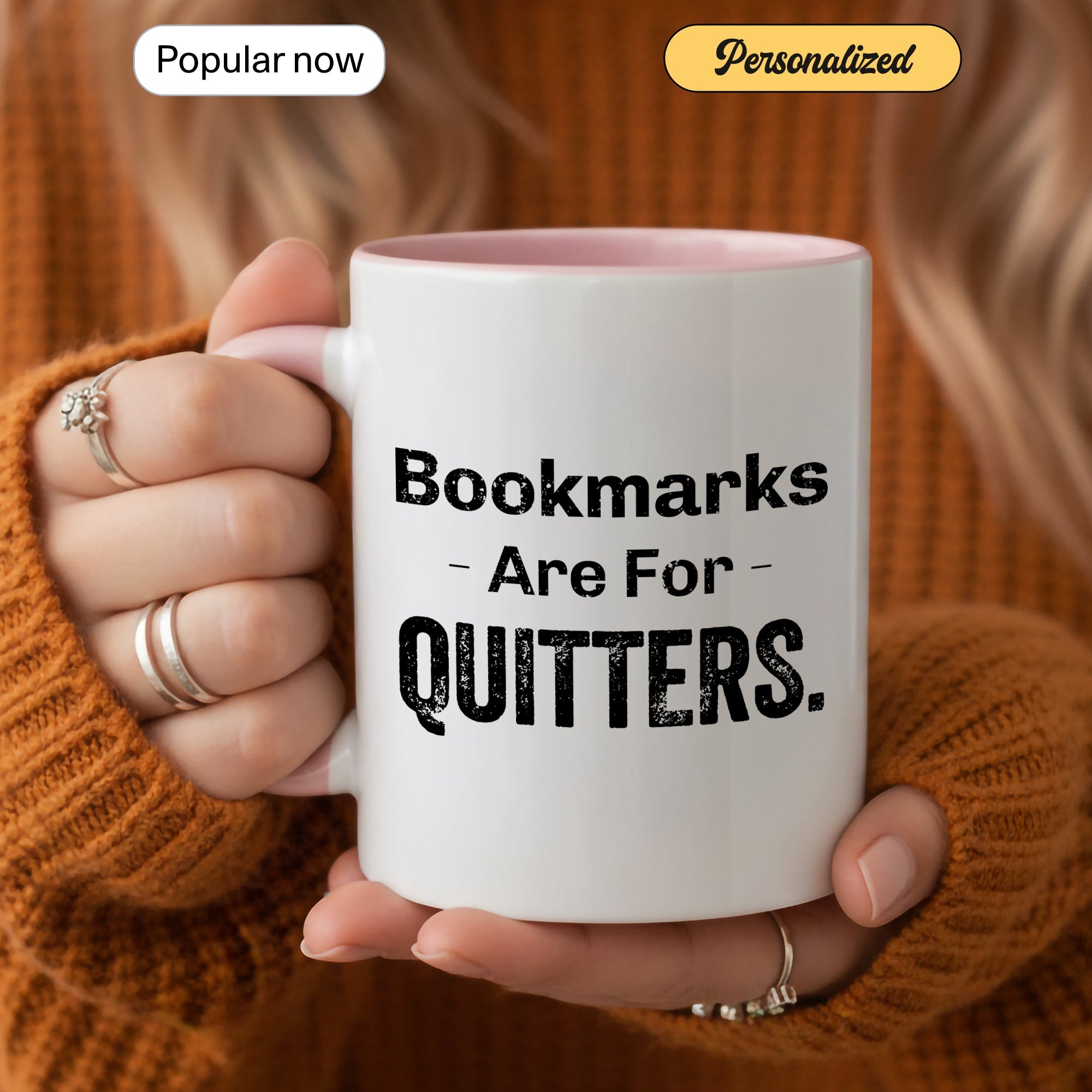 Bookmarks Are For Quitters Mug – Funny Book Lover Coffee Cup – Reader Humor Gift – Multi Color Ringer Mug 11oz 15oz |Mug 105