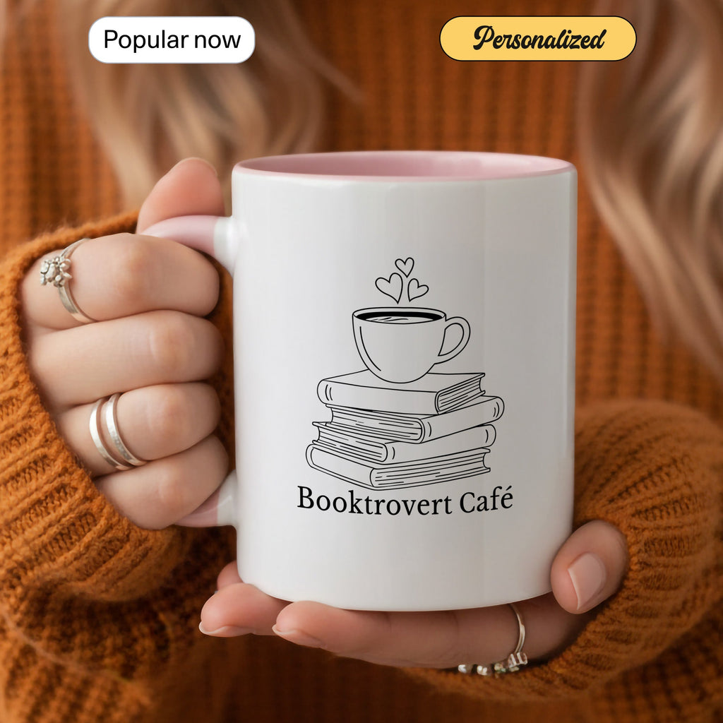 Booktrovert Cafe Mug – Book Lover Coffee Cup – Introvert Reader Gift – Multi Color Ringer Mug 11oz 15oz | Mug 104
